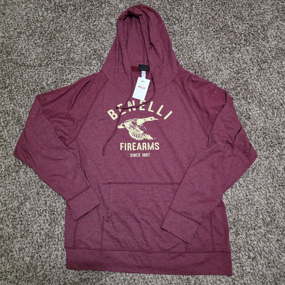 Benelli Mediumweight Duck Hoodie Men’s 2XL Maroon Firearms Hunting NWT